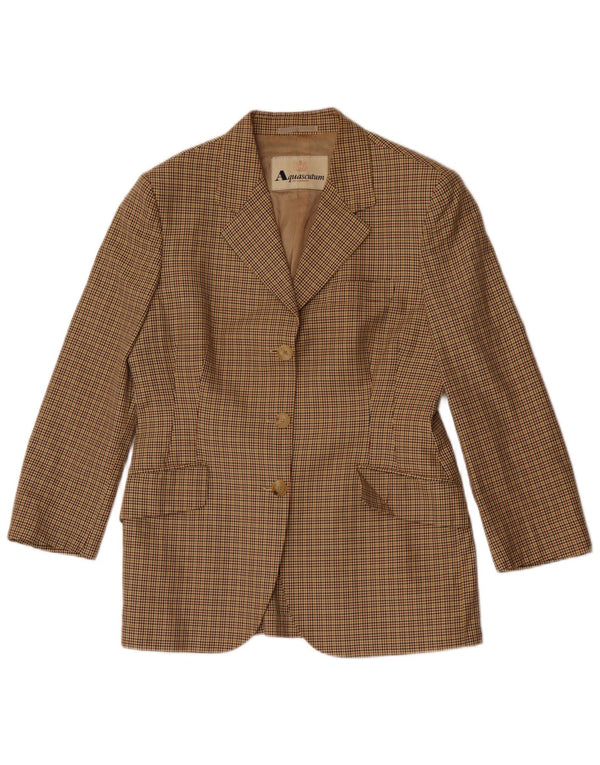 Aquascutum Abito da donna a 3 bottoni e 2 pezzi IT 46 Large W32 L28 Beige a quadri