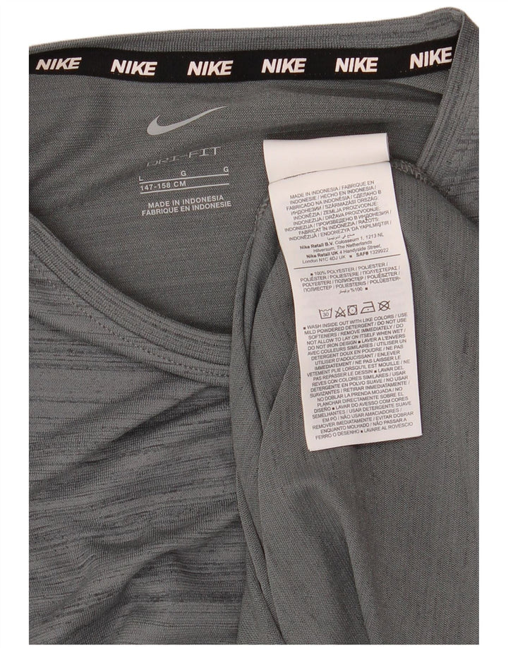 T-shirt NIKE da bambino Dri Fit, 12-13 anni, in poliestere a righe grandi grigie