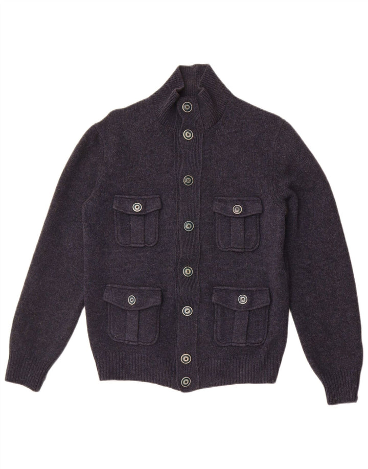 Maglione cardigan militare da uomo piccolo blu navy