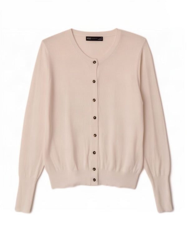 Maglione cardigan da donna Marks & Spencer UK 12 Viscosa bianca media
