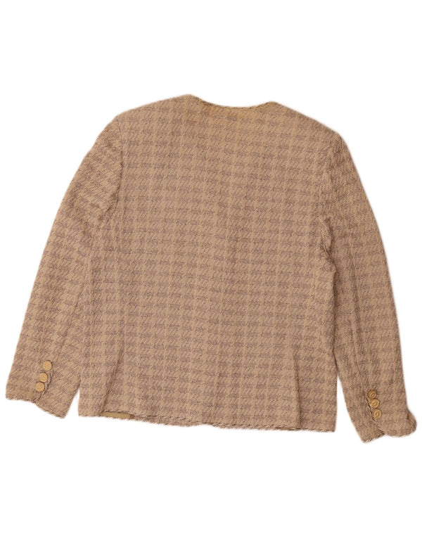 Giacca blazer da donna a 3 bottoni con maniche a 3/4 Liola UK 16 grande cotone beige