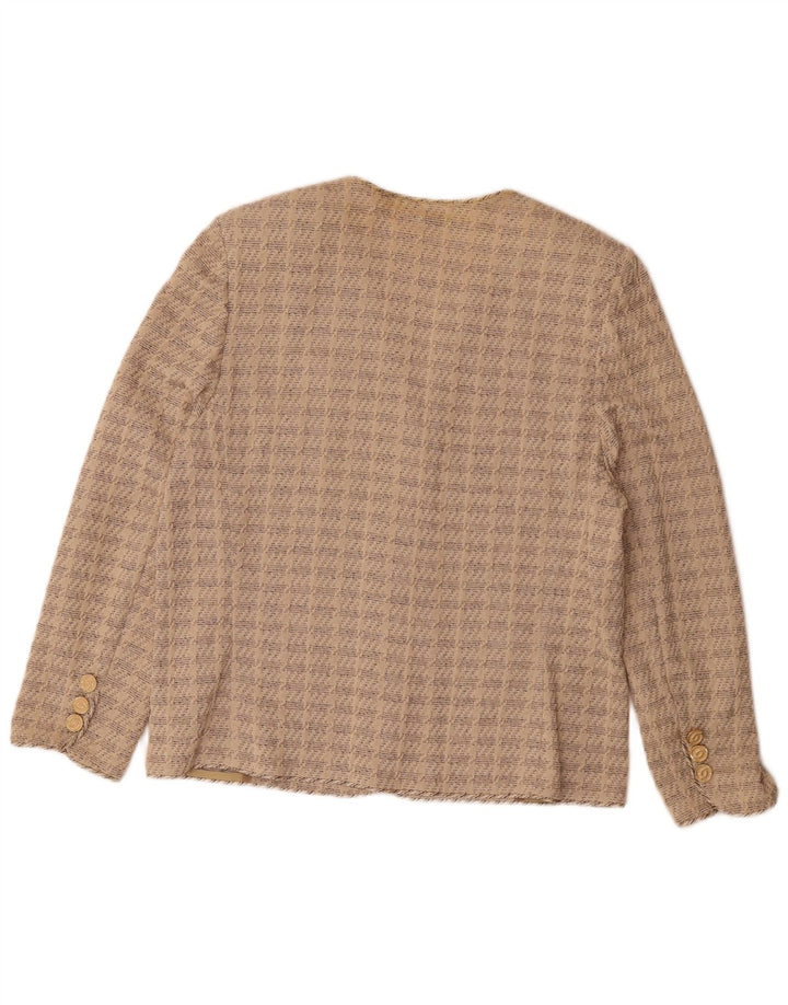 Giacca blazer da donna a 3 bottoni con maniche a 3/4 Liola UK 16 grande cotone beige