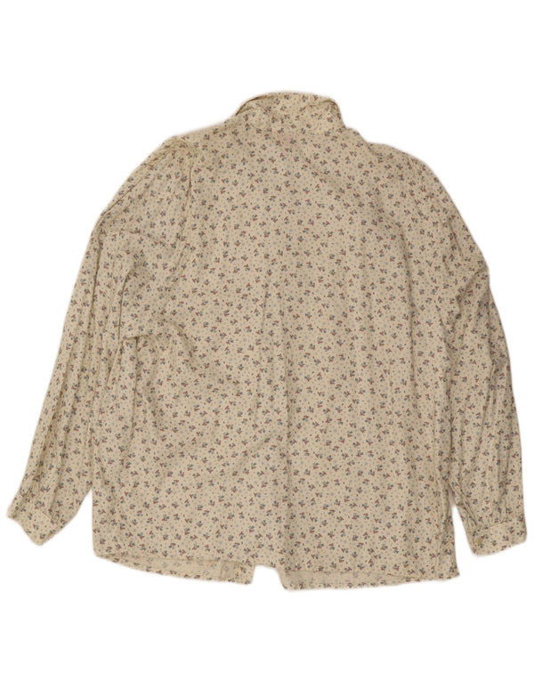 Camicia vintage da donna IT 54 3XL bianco sporco floreale