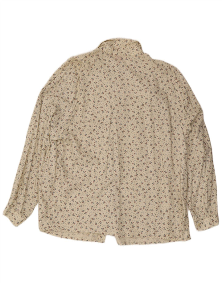 Camicia vintage da donna IT 54 3XL bianco sporco floreale