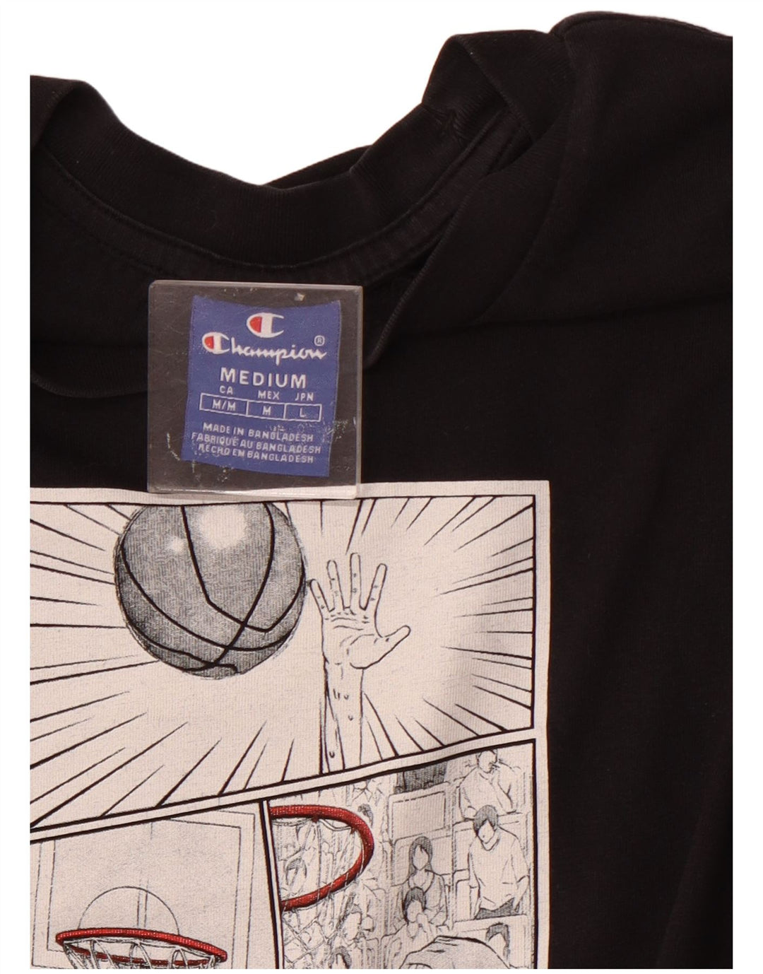 T-shirt grafica da uomo CHAMPION Top media nera