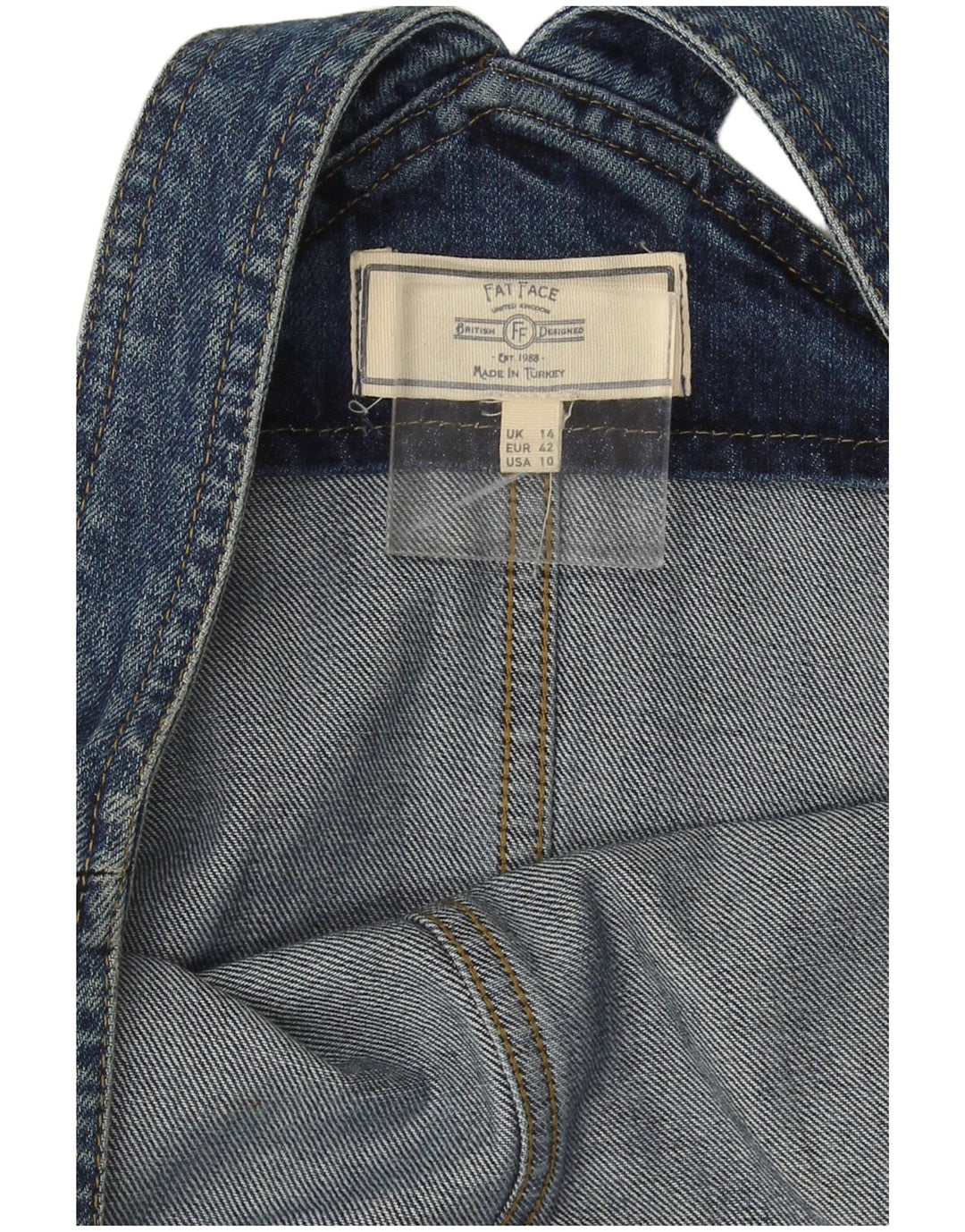 Abito salopette in denim da donna Fat Face UK 14 grande blu