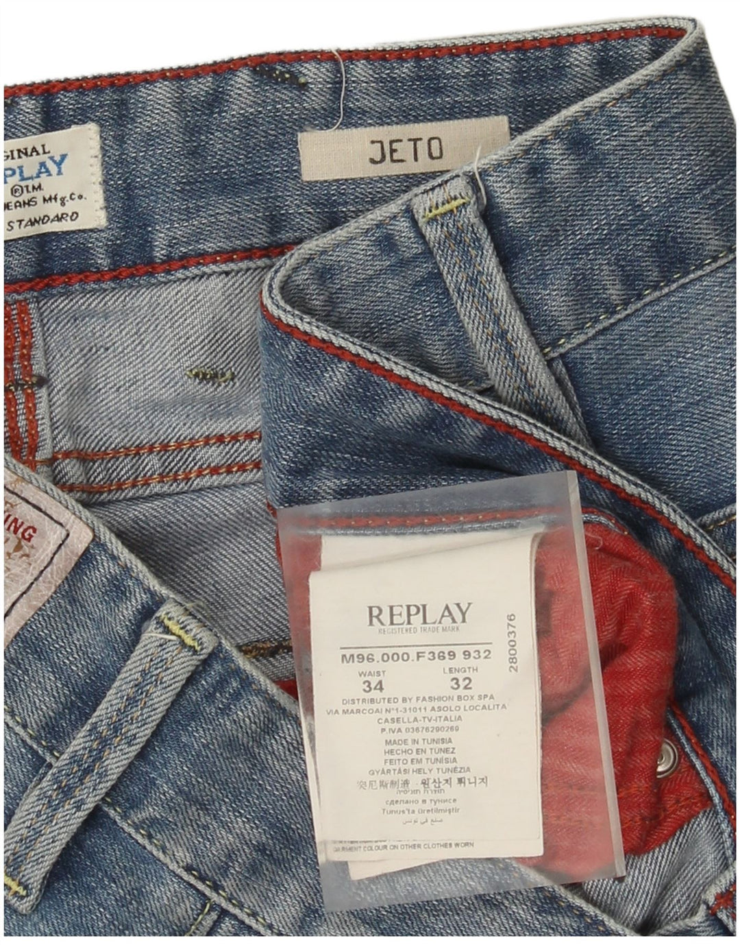 Replay Jeans Jeto Slim da uomo W34 L32 cotone blu