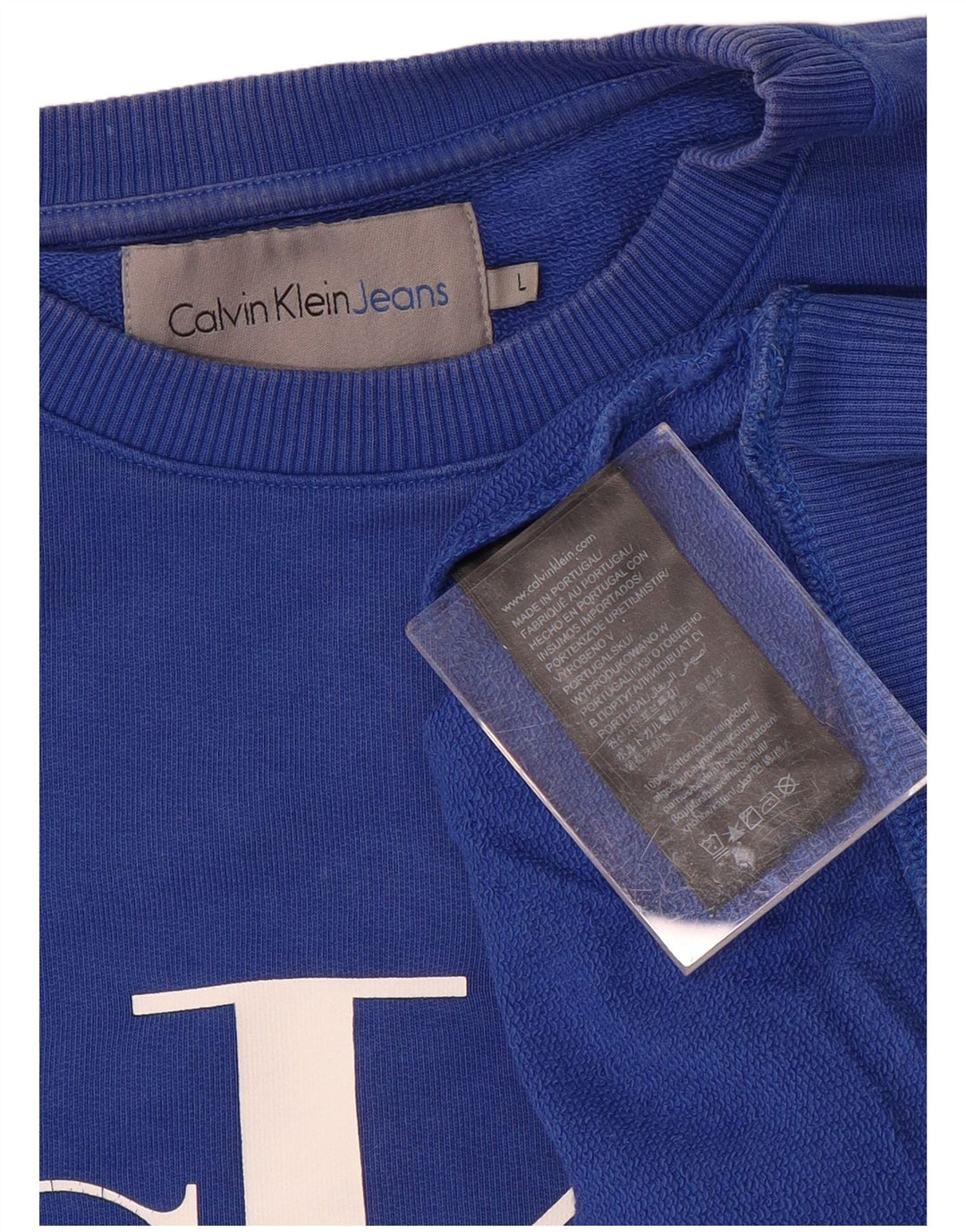 CALVIN KLEIN JEANS Felpa grafica da uomo Maglione grande cotone blu