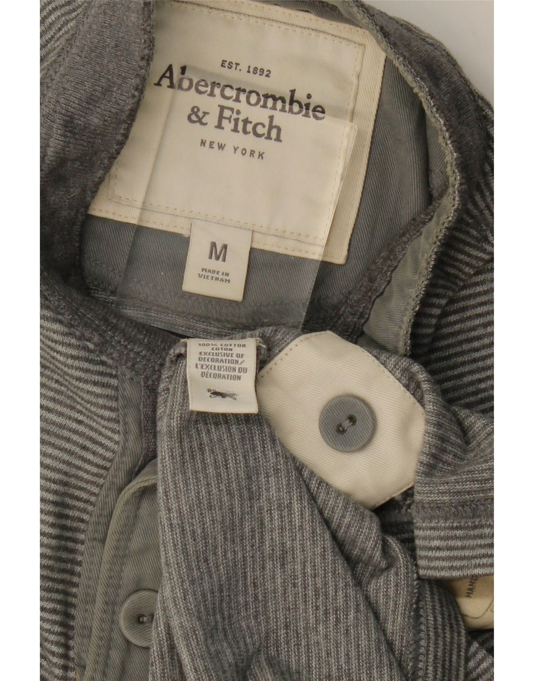 Polo da uomo ABERCROMBIE & FITCH in cotone gessato grigio medio