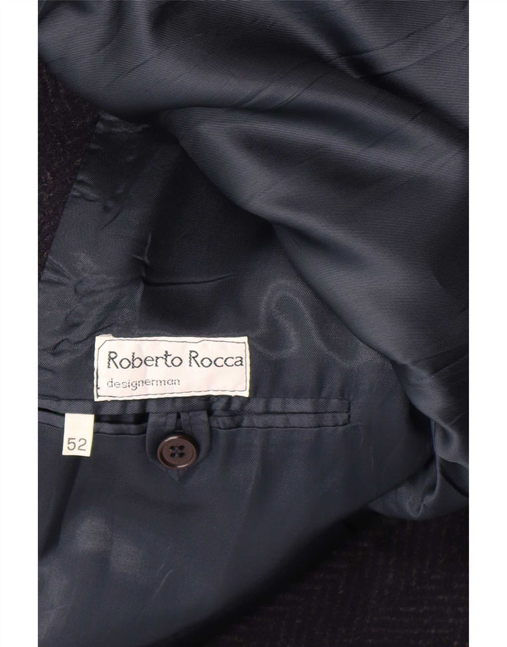 Soprabito vintage da uomo IT 52 XL Blu navy a spina di pesce in lana vergine