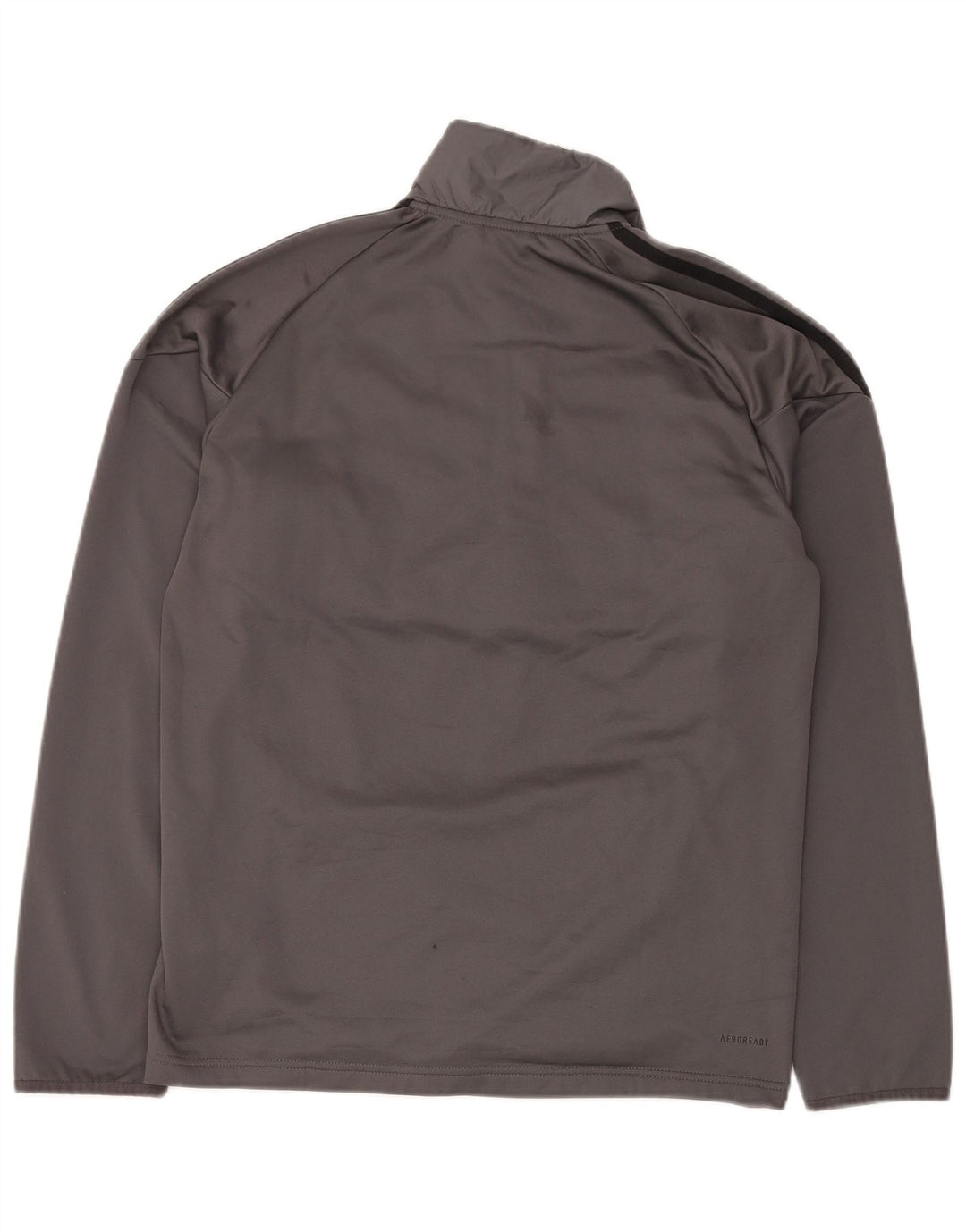 Felpa ADIDAS da uomo Aeroready con zip e collo, piccola, in poliestere grigio