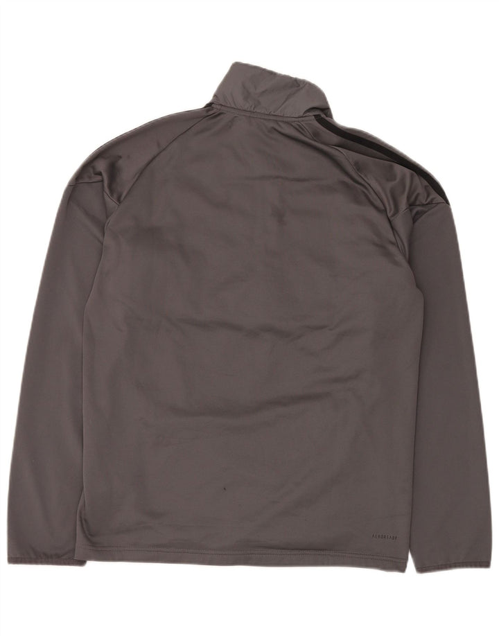 Felpa ADIDAS da uomo Aeroready con zip e collo, piccola, in poliestere grigio