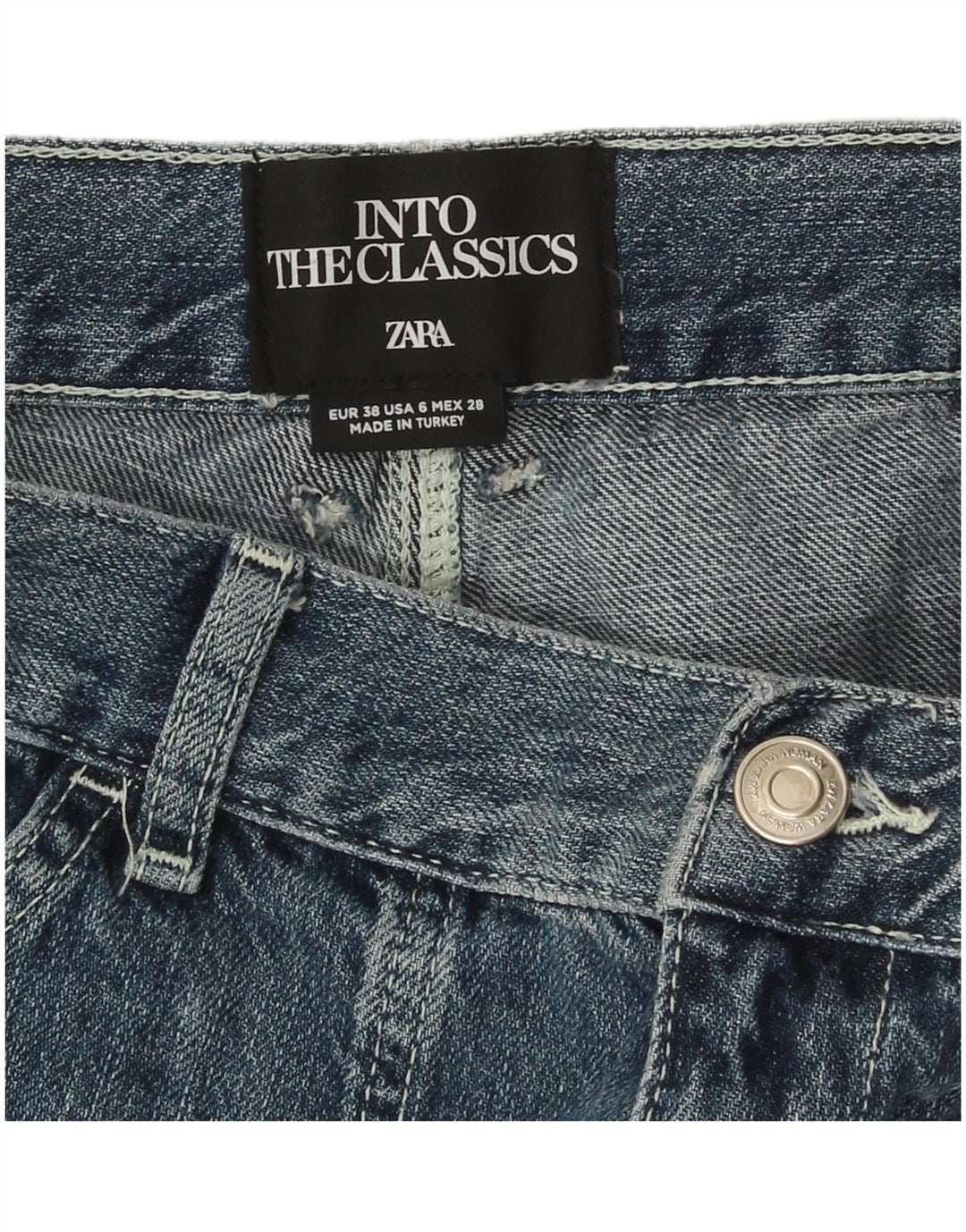 Jeans dritti Carpenter da donna Zara EU 38 Small W28 L34 Blu