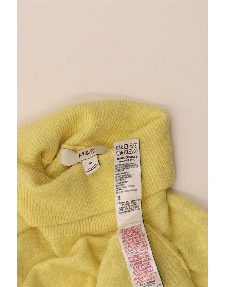 Maglione maglione a collo alto da donna Marks & Spencer UK 18 XL poliestere giallo