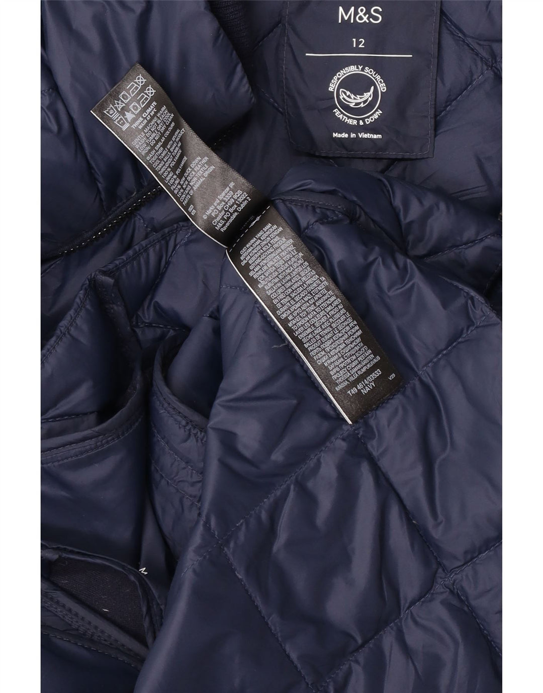 Giacca imbottita trapuntata da donna Marks & Spencer UK 12 medio blu navy