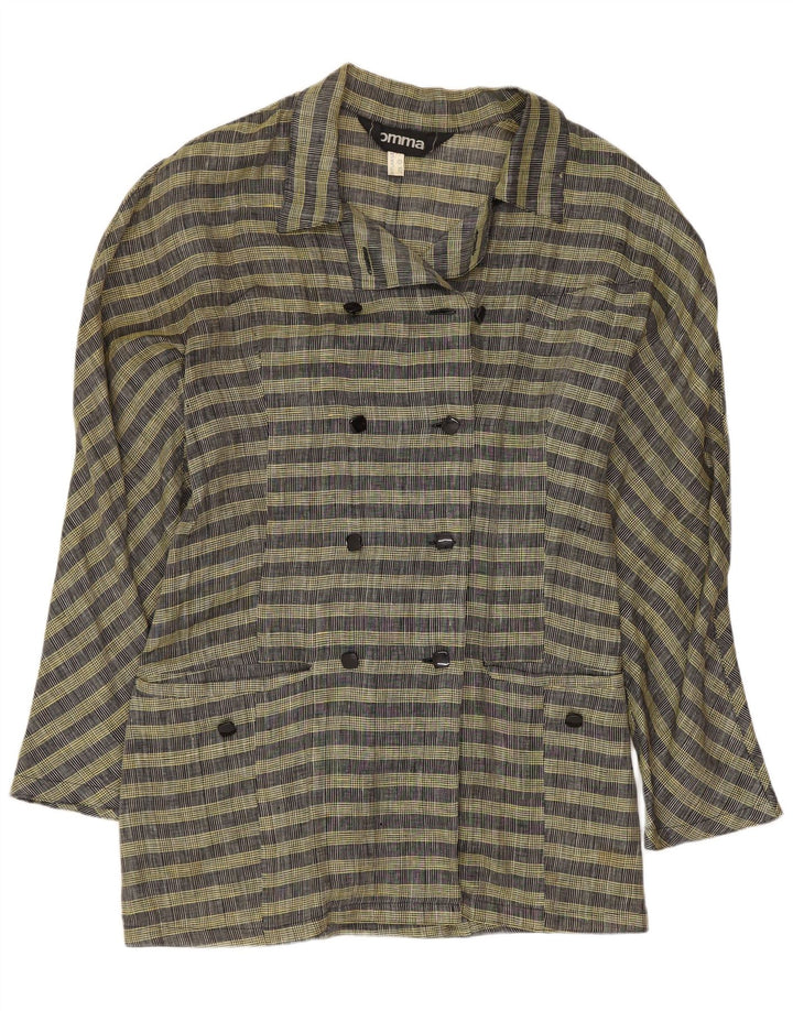 Virgola, giacca blazer doppiopetto da donna UK 14 grande lana a quadri gialli