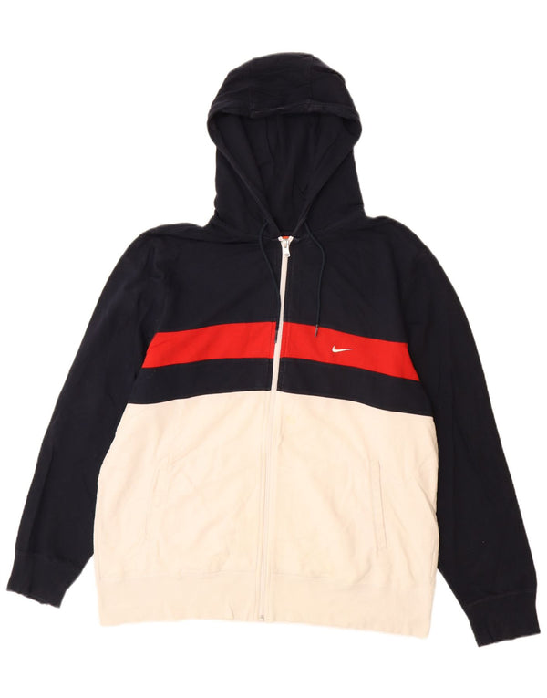Felpa con cappuccio e zip Nike da uomo XL in cotone color block blu navy