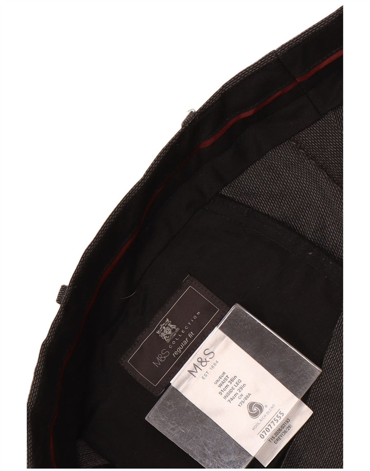 Pantaloni da abito dritti da uomo Marks & Spencer vestibilità regolare W36 L29 lana grigia