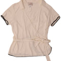MARINA RINALDI Camicia a maniche corte avvolgente da donna Camicetta UK 14 Medio Bianco