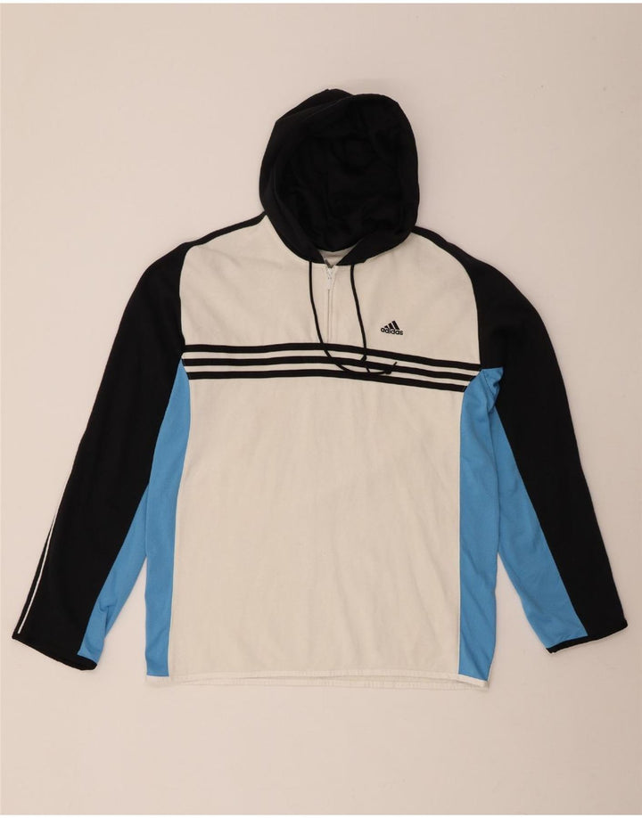 ADIDAS Mens Hoodie Jumper Medium White Colourblock Cotton
