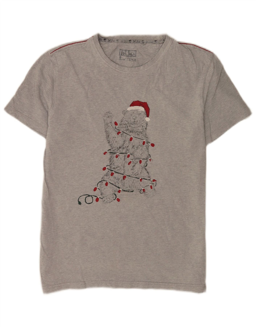 T-shirt grafica da uomo Fat Face Top in cotone chiazzato grigio piccolo