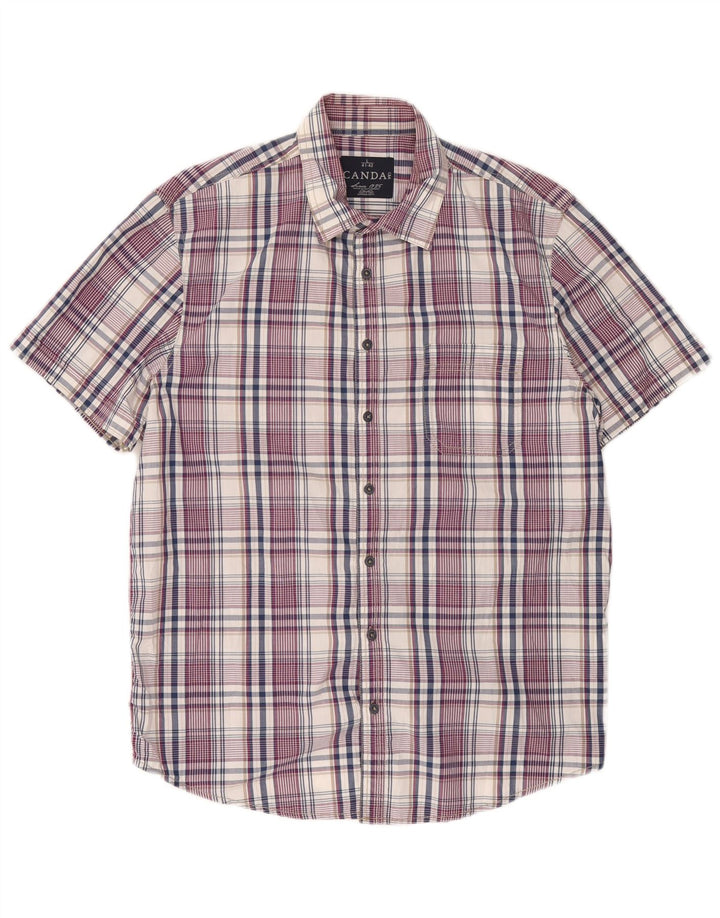 Camicia a maniche corte da uomo CANDA taglia 41/42 in cotone a quadri multicolore grande