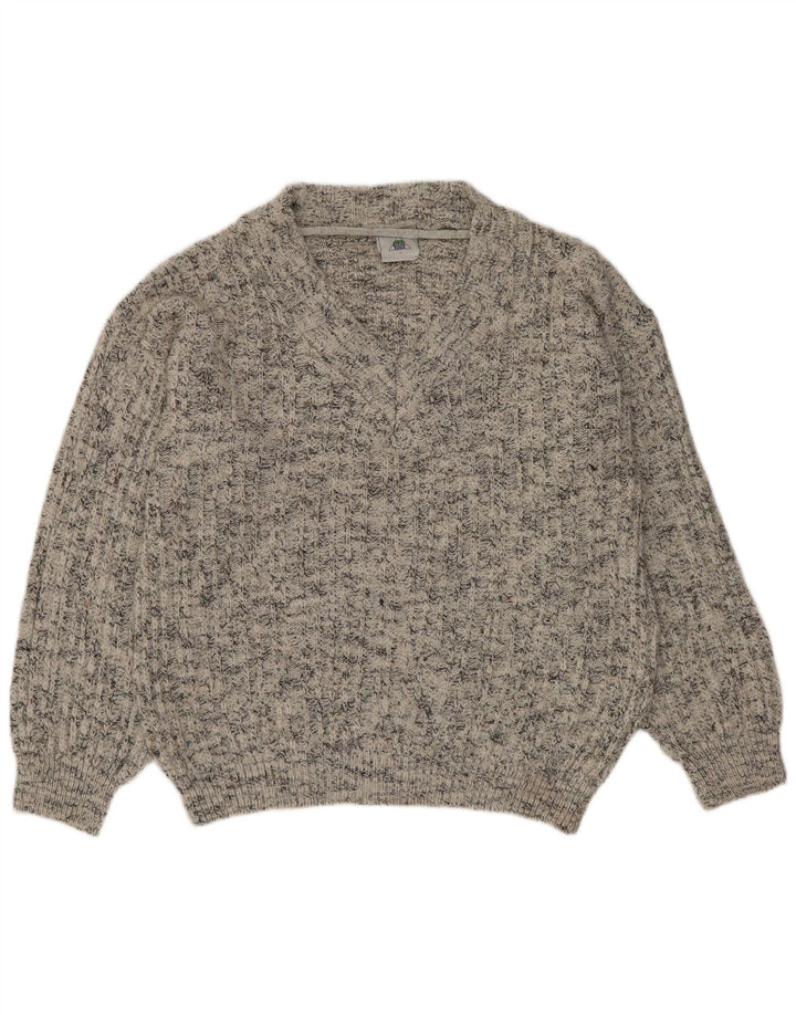 Maglione da uomo C&A New Fast con scollo a V Acrilico screziato grigio medio