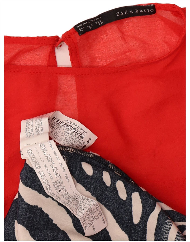 Abito a trapezio basic da donna Zara senza maniche UK 12 rosso medio geometrico moderno