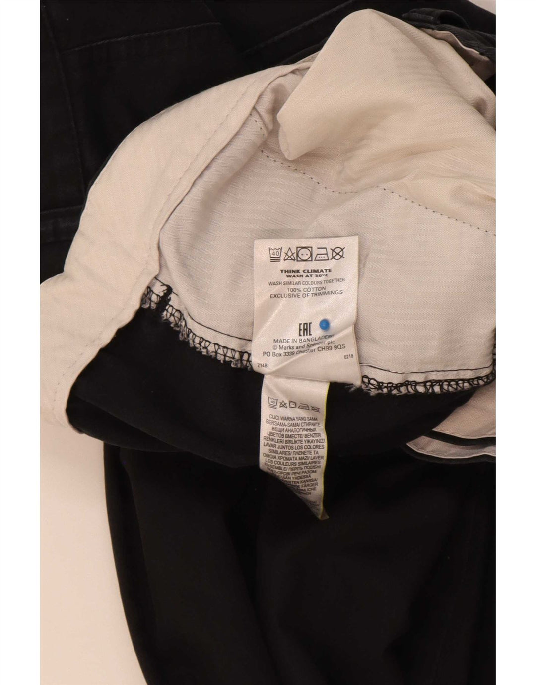 Pantaloni chino dritti da uomo Marks & Spencer W36 L33 cotone nero