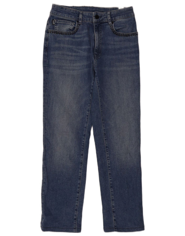 Jeans dritti con grafica da donna Moschino W28 L27 cotone blu