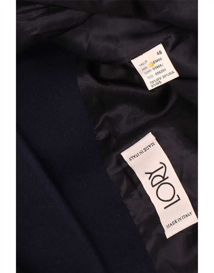 Soprabito vintage da donna IT 48 XL in lana blu navy