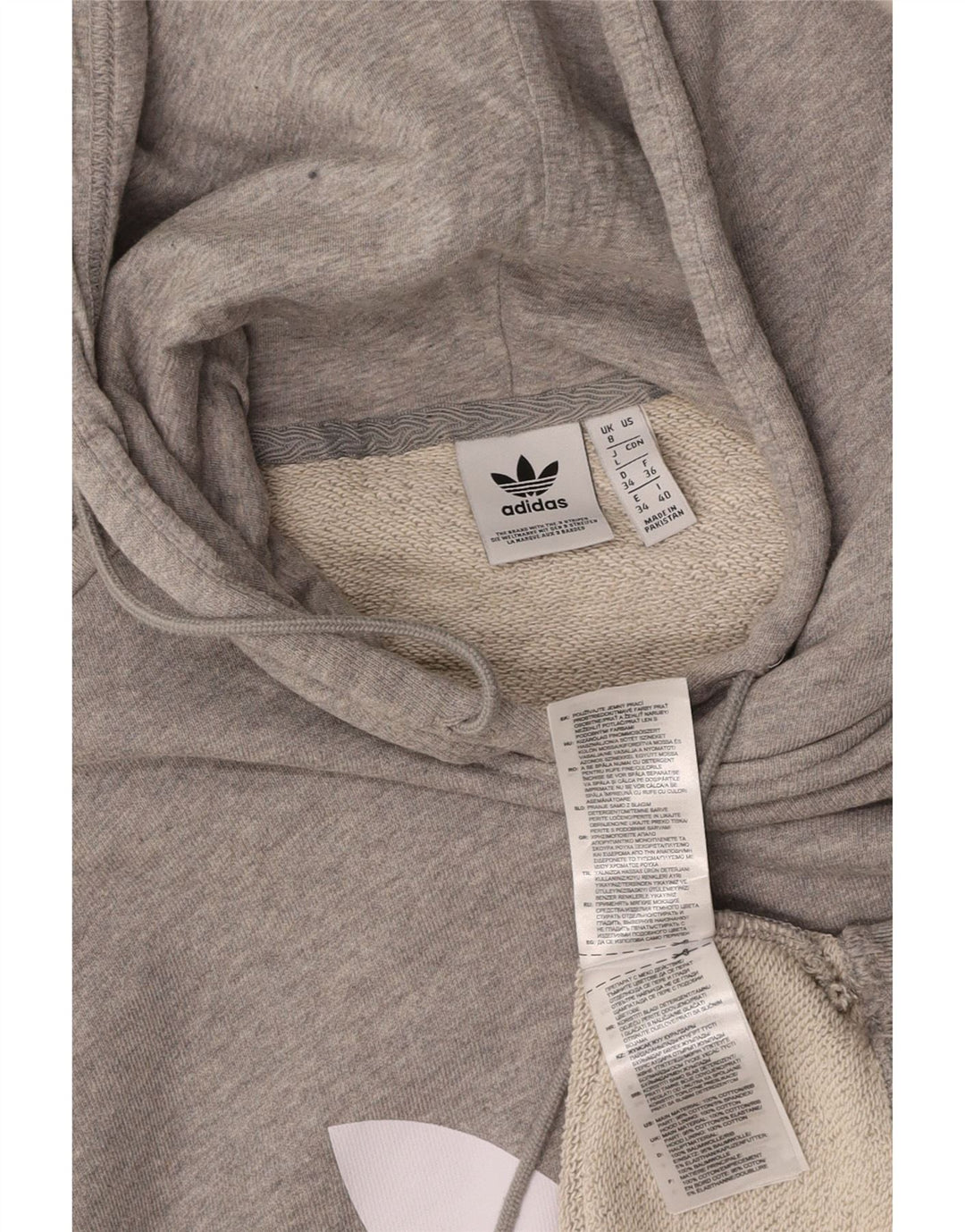 Maglione con cappuccio grafico oversize da donna ADIDAS UK 8 piccolo cotone grigio