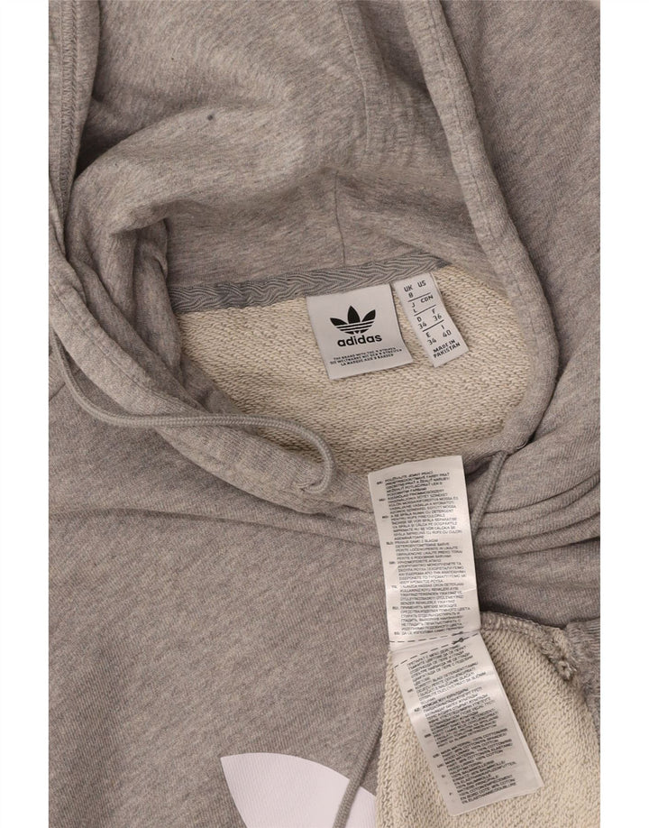 Maglione con cappuccio grafico oversize da donna ADIDAS UK 8 piccolo cotone grigio