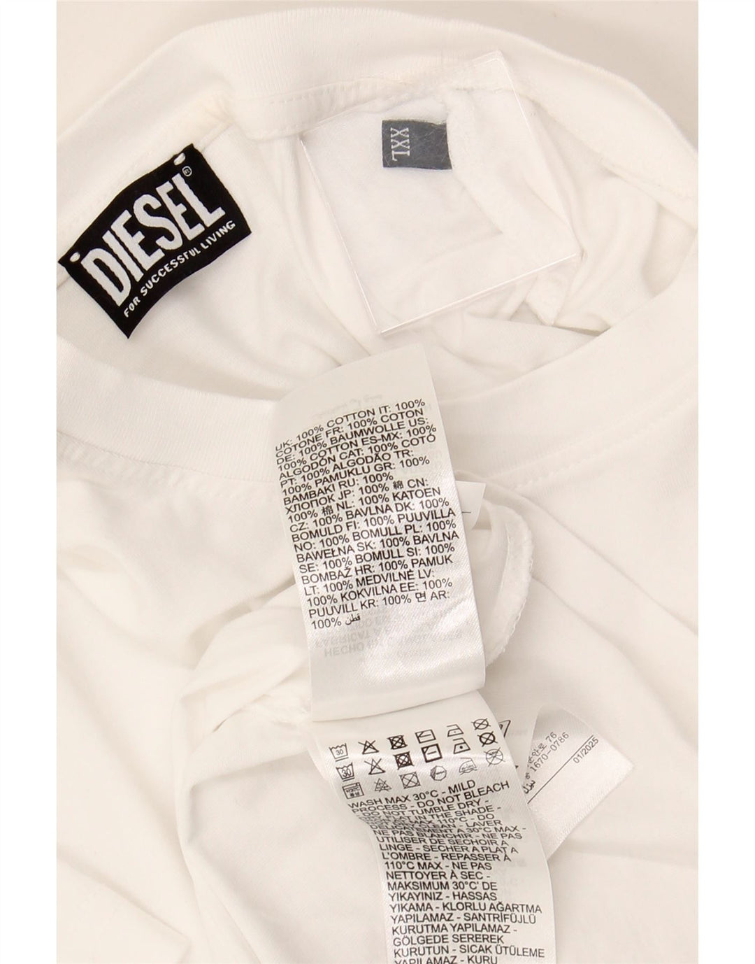 T-shirt grafica da uomo DIESEL Top 2XL cotone bianco
