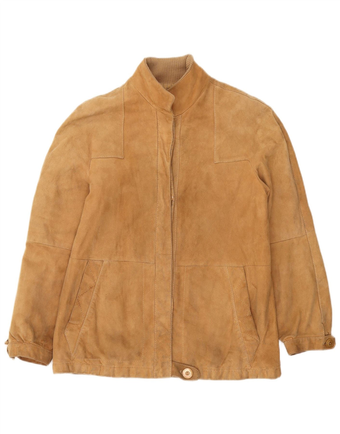 Giacca vintage da donna in pelle scamosciata IT 44 Beige medio