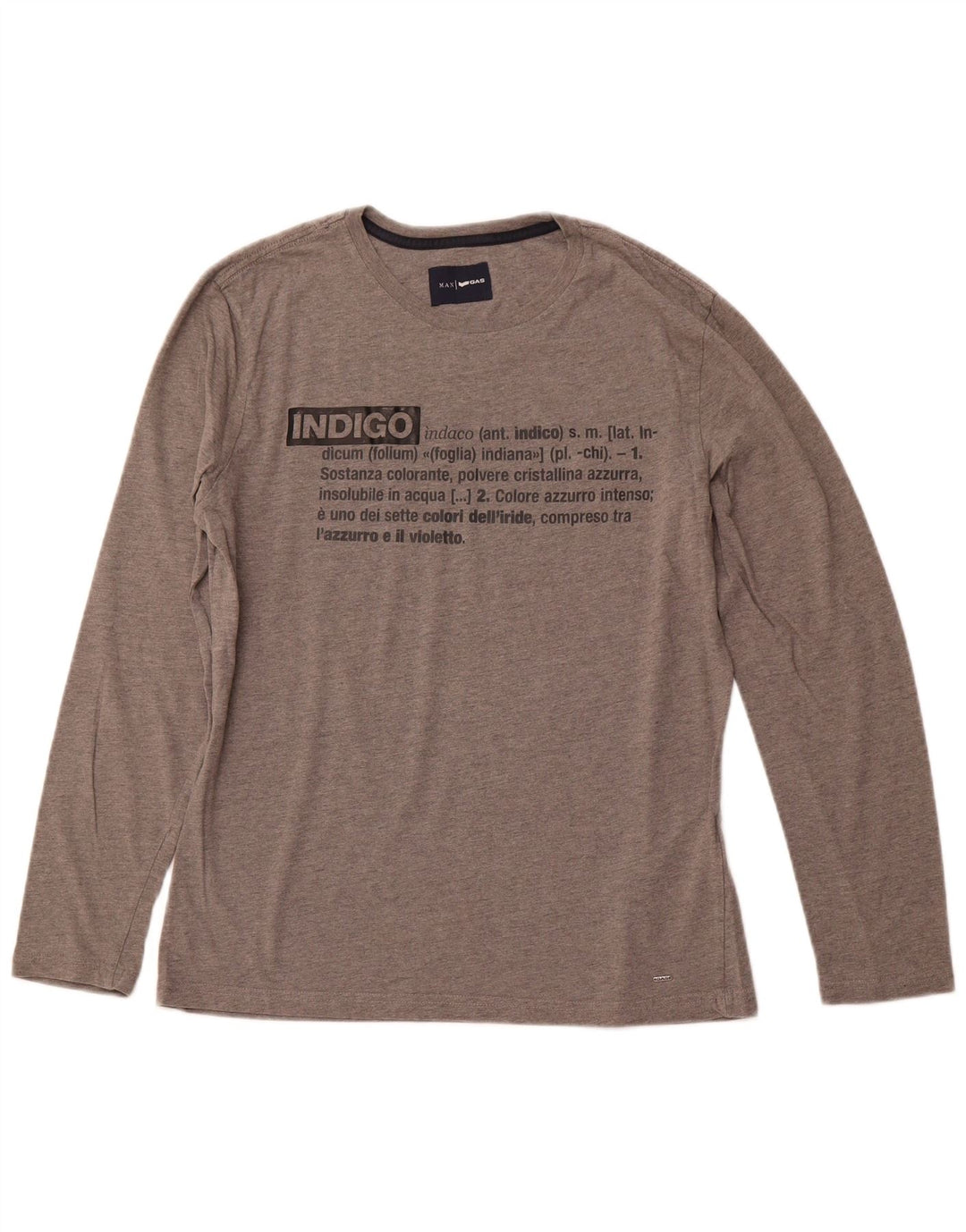 GAS Top grafico da uomo a maniche lunghe in cotone grigio grande