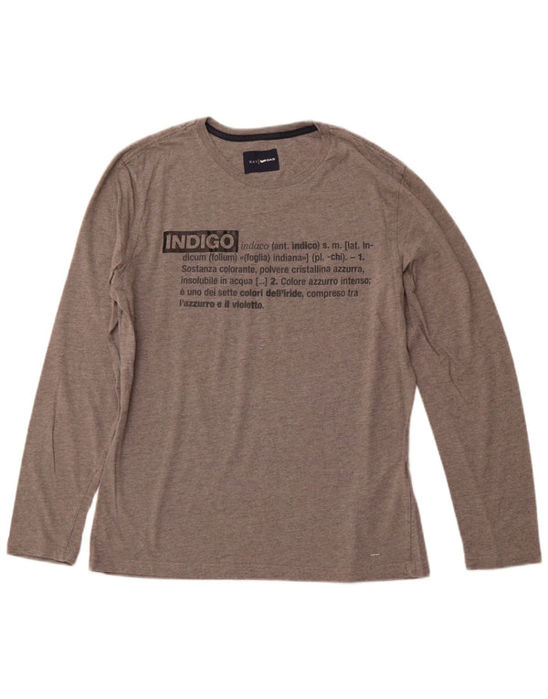 GAS Top grafico da uomo a maniche lunghe in cotone grigio grande