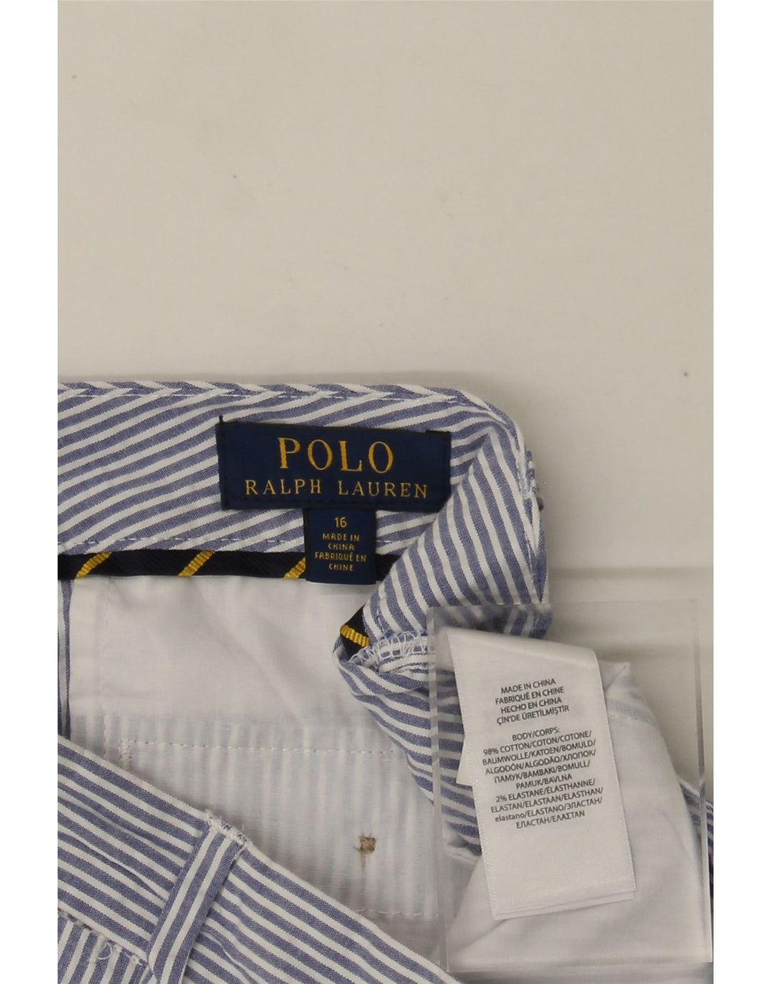 POLO RALPH LAUREN Pantaloncini chino da ragazzo 15-16 anni W28 Gessato blu navy