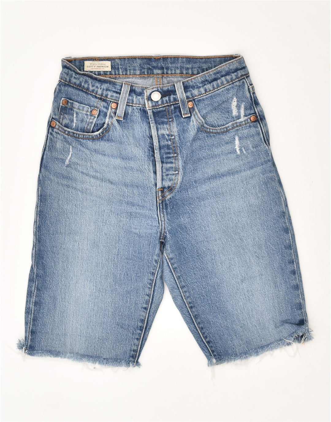 LEVI'S Womens 501 Denim Bermuda Shorts W26 Small Blue Cotton Vintage Levi's and Second-Hand Levi's from Messina Hembry 