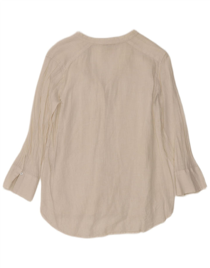 Camicia Zara da donna con maniche a 3/4, UK 14, lino bianco medio