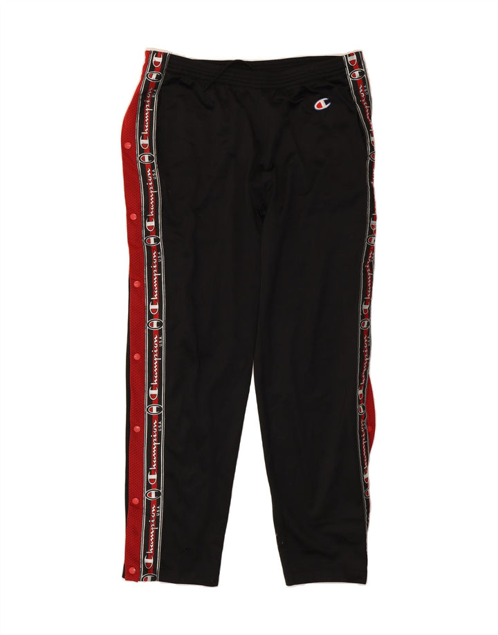 CHAMPION Mens Graphic Tracksuit Trousers Large Black Polyester Vintage Champion and Second-Hand Champion from Messina Hembry 