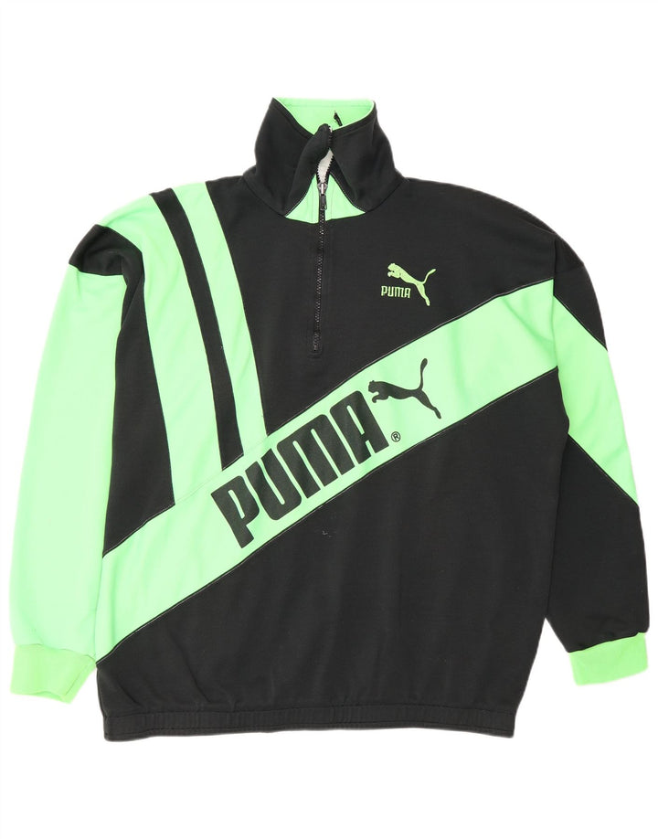 Felpa Puma da uomo con grafica con zip e collo, maglione, colore nero medio