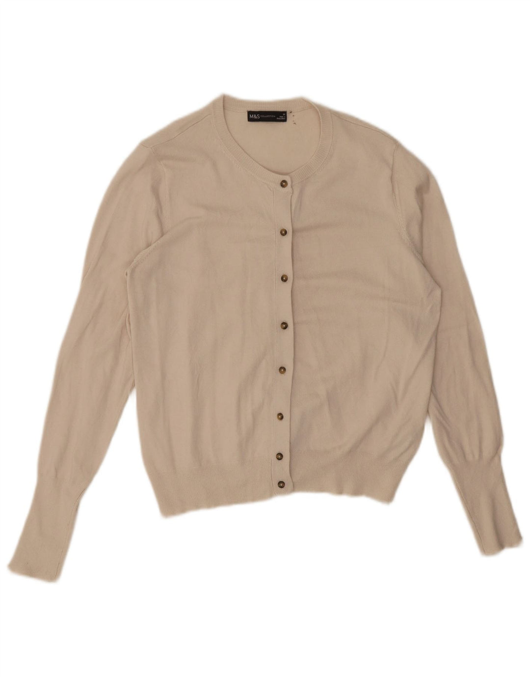 Maglione cardigan da donna Marks & Spencer UK 14 Viscosa bianco sporco medio