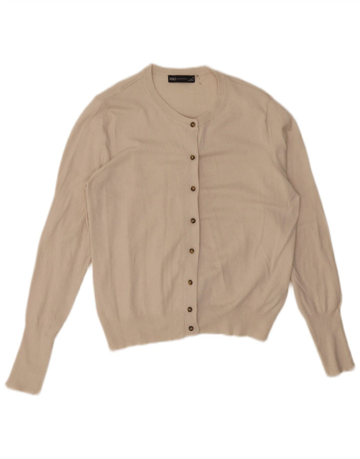 Maglione cardigan da donna Marks & Spencer UK 14 Viscosa bianco sporco medio