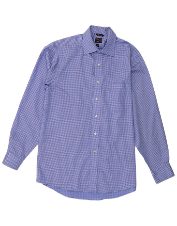 Camicia da uomo Chaps taglia 15 1/2 cotone a quadri blu medio