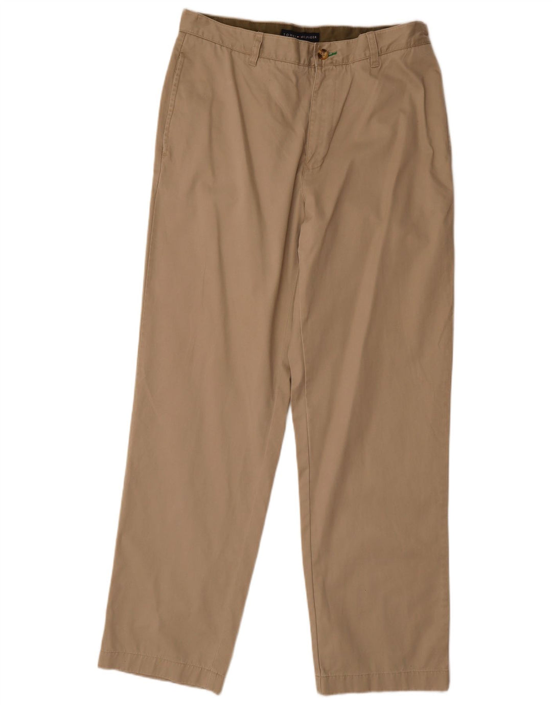 TOMMY HILFIGER Pantaloni chino dritti da uomo W33 L32 Cotone beige