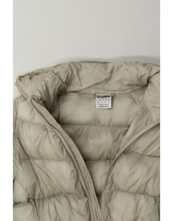 DIADORA Womens Hooded Padded Jacket UK 16 Large Grey Polyamide Vintage Diadora and Second-Hand Diadora from Messina Hembry 