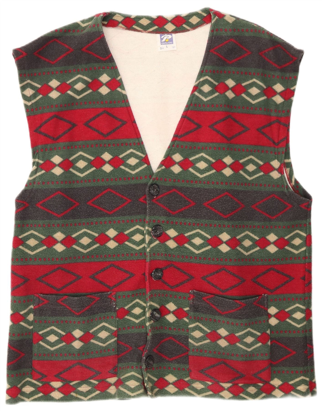 Gilet vintage da uomo grande in cotone geometrico multicolore