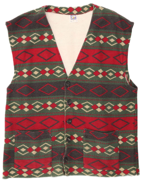 Gilet vintage da uomo grande in cotone geometrico multicolore