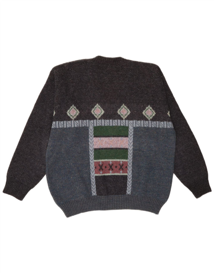 Maglione da uomo con scollo a V della South Coast, grande motivo geometrico multicolore